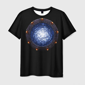 Мужская футболка 3D с принтом Stargate в Петрозаводске, 100% полиэфир | прямой крой, круглый вырез горловины, длина до линии бедер | sg1 | wormhole | другие миры | зв1 | звёздные врата | кротовая нора | портал | тоннель | червоточина