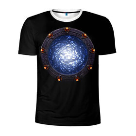 Мужская футболка 3D спортивная с принтом Stargate в Петрозаводске, 100% полиэстер с улучшенными характеристиками | приталенный силуэт, круглая горловина, широкие плечи, сужается к линии бедра | sg1 | wormhole | другие миры | зв1 | звёздные врата | кротовая нора | портал | тоннель | червоточина