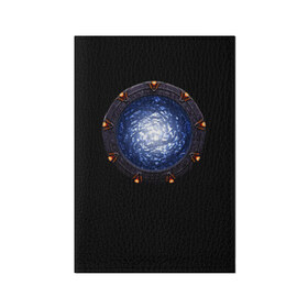 Обложка для паспорта матовая кожа с принтом Stargate в Петрозаводске, натуральная матовая кожа | размер 19,3 х 13,7 см; прозрачные пластиковые крепления | sg1 | wormhole | другие миры | зв1 | звёздные врата | кротовая нора | портал | тоннель | червоточина