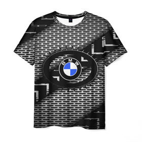 Мужская футболка 3D с принтом BMW Carboniferous 2018 в Петрозаводске, 100% полиэфир | прямой крой, круглый вырез горловины, длина до линии бедер | abstraction | carboniferous | карбон | текстуры