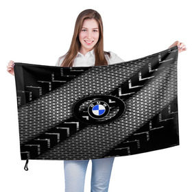 Флаг 3D с принтом BMW Carboniferous 2018 в Петрозаводске, 100% полиэстер | плотность ткани — 95 г/м2, размер — 67 х 109 см. Принт наносится с одной стороны | Тематика изображения на принте: abstraction | carboniferous | карбон | текстуры