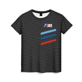 Женская футболка 3D с принтом BMW Tricolor Sport в Петрозаводске, 100% полиэфир ( синтетическое хлопкоподобное полотно) | прямой крой, круглый вырез горловины, длина до линии бедер | bmw | автомобильные | бмв | машины