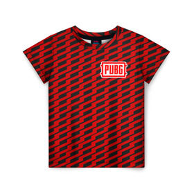 Детская футболка 3D с принтом PUBG Red Line в Петрозаводске, 100% гипоаллергенный полиэфир | прямой крой, круглый вырез горловины, длина до линии бедер, чуть спущенное плечо, ткань немного тянется | playerunknowns battlegrounds | pubg | шутеры