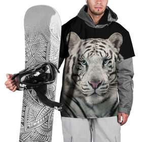 Накидка на куртку 3D с принтом White tiger в Петрозаводске, 100% полиэстер |  | tiger white | белый тигр | дикая кошка | тигр