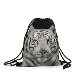 Рюкзак-мешок 3D с принтом White tiger в Петрозаводске, 100% полиэстер | плотность ткани — 200 г/м2, размер — 35 х 45 см; лямки — толстые шнурки, застежка на шнуровке, без карманов и подкладки | tiger white | белый тигр | дикая кошка | тигр