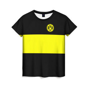 Женская футболка 3D с принтом Borussia 2018 Black and Yellow в Петрозаводске, 100% полиэфир ( синтетическое хлопкоподобное полотно) | прямой крой, круглый вырез горловины, длина до линии бедер | боруссия | дортмунд