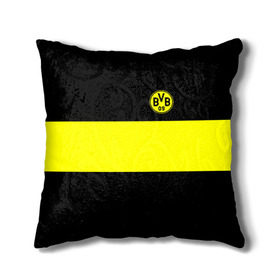 Подушка 3D с принтом Borussia 2018 Black and Yellow в Петрозаводске, наволочка – 100% полиэстер, наполнитель – холлофайбер (легкий наполнитель, не вызывает аллергию). | состоит из подушки и наволочки. Наволочка на молнии, легко снимается для стирки | боруссия | дортмунд