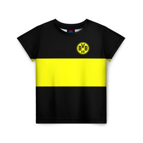 Детская футболка 3D с принтом Borussia 2018 Black and Yellow в Петрозаводске, 100% гипоаллергенный полиэфир | прямой крой, круглый вырез горловины, длина до линии бедер, чуть спущенное плечо, ткань немного тянется | боруссия | дортмунд