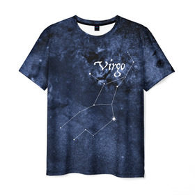 Мужская футболка 3D с принтом Дева(Virgo) в Петрозаводске, 100% полиэфир | прямой крой, круглый вырез горловины, длина до линии бедер | Тематика изображения на принте: virgo | дева | звезды | знаки зодиака | космос | созвездие