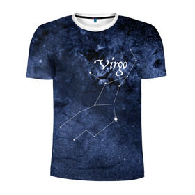 Мужская футболка 3D спортивная с принтом Дева(Virgo) в Петрозаводске, 100% полиэстер с улучшенными характеристиками | приталенный силуэт, круглая горловина, широкие плечи, сужается к линии бедра | Тематика изображения на принте: virgo | дева | звезды | знаки зодиака | космос | созвездие