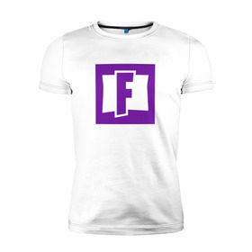 Мужская футболка премиум с принтом Fortnite logo в Петрозаводске, 92% хлопок, 8% лайкра | приталенный силуэт, круглый вырез ворота, длина до линии бедра, короткий рукав | 