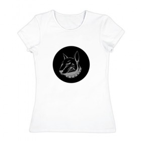 Женская футболка хлопок с принтом Собакен в Петрозаводске, 100% хлопок | прямой крой, круглый вырез горловины, длина до линии бедер, слегка спущенное плечо | 