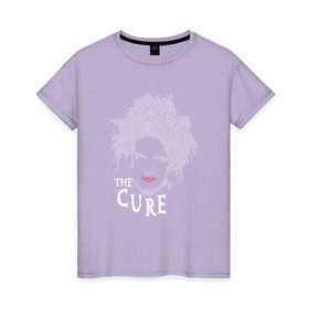 Женская футболка хлопок с принтом The Cure - face в Петрозаводске, 100% хлопок | прямой крой, круглый вырез горловины, длина до линии бедер, слегка спущенное плечо | cure | рок