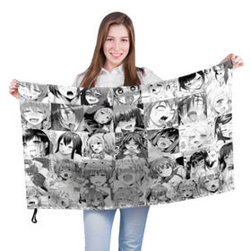 Флаг 3D с принтом Faces from Hentai в Петрозаводске, 100% полиэстер | плотность ткани — 95 г/м2, размер — 67 х 109 см. Принт наносится с одной стороны | ahegao | anime | kodome | manga | senpai | аниме | анимэ | ахегао | кодоме | манга | меха | сенпай | юри | яой