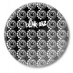 Значок с принтом Blink-182 в Петрозаводске,  металл | круглая форма, металлическая застежка в виде булавки | blink | альтернативный рок | блинк | группа | марк хоппус | музыка | мэтт скиба | надпись | панк | панк рок | песни | поп панк | рок | скейт панк | смайл | смайлик | трэвис баркер