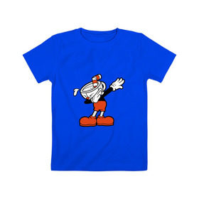 Детская футболка хлопок с принтом Cuphead Dab в Петрозаводске, 100% хлопок | круглый вырез горловины, полуприлегающий силуэт, длина до линии бедер | Тематика изображения на принте: 