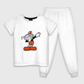 Детская пижама хлопок с принтом Cuphead Dab в Петрозаводске, 100% хлопок |  брюки и футболка прямого кроя, без карманов, на брюках мягкая резинка на поясе и по низу штанин
 | 