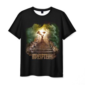 Мужская футболка 3D с принтом Led Zeppelin в Петрозаводске, 100% полиэфир | прямой крой, круглый вырез горловины, длина до линии бедер | led zeppelin | джимми пейдж | джон генри бонэм | джон пол джонс | лед зеппелин | роберт плант