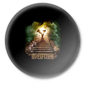 Значок с принтом Led Zeppelin в Петрозаводске,  металл | круглая форма, металлическая застежка в виде булавки | led zeppelin | джимми пейдж | джон генри бонэм | джон пол джонс | лед зеппелин | роберт плант