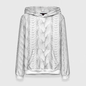 Женская толстовка 3D с принтом вязаный свитер в Петрозаводске, 100% полиэстер  | двухслойный капюшон со шнурком для регулировки, мягкие манжеты на рукавах и по низу толстовки, спереди карман-кенгуру с мягким внутренним слоем. | 