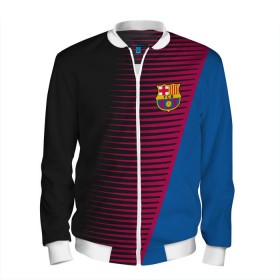 Мужской бомбер 3D с принтом FC Barca 2018 Creative uniform в Петрозаводске, 100% полиэстер | застегивается на молнию, по бокам два кармана без застежек, по низу бомбера и на воротнике - эластичная резинка | fc | fc barcelona | fcb | барселона | спорт | спортивные | фк | футбол | футбольный клуб