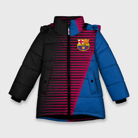 Зимняя куртка для девочек 3D с принтом FC Barca 2018 Creative uniform в Петрозаводске, ткань верха — 100% полиэстер; подклад — 100% полиэстер, утеплитель — 100% полиэстер. | длина ниже бедра, удлиненная спинка, воротник стойка и отстегивающийся капюшон. Есть боковые карманы с листочкой на кнопках, утяжки по низу изделия и внутренний карман на молнии. 

Предусмотрены светоотражающий принт на спинке, радужный светоотражающий элемент на пуллере молнии и на резинке для утяжки. | fc | fc barcelona | fcb | барселона | спорт | спортивные | фк | футбол | футбольный клуб