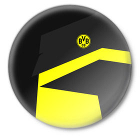 Значок с принтом Borussia 2018 Geometry Sport в Петрозаводске,  металл | круглая форма, металлическая застежка в виде булавки | fc |  borussia dortmund | боруссия | спорт | спортивные | фк | футбол | футбольный клуб