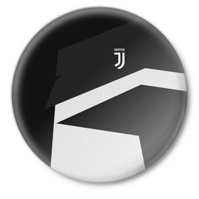 Значок с принтом Juventus 2018 Geometry Sport в Петрозаводске,  металл | круглая форма, металлическая застежка в виде булавки | fc | juventus | спорт | спортивные | фк | футбол | футбольный клуб | ювентус