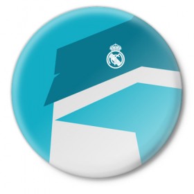 Значок с принтом Real Madrid Geometry Sport в Петрозаводске,  металл | круглая форма, металлическая застежка в виде булавки | fc | real madrid | реал мадрид | спорт | спортивные | фк | футбол | футбольный клуб