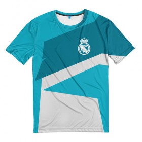 Мужская футболка 3D с принтом Real Madrid Geometry Sport в Петрозаводске, 100% полиэфир | прямой крой, круглый вырез горловины, длина до линии бедер | fc | real madrid | реал мадрид | спорт | спортивные | фк | футбол | футбольный клуб