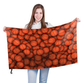 Флаг 3D с принтом Баскетбольные мячи в Петрозаводске, 100% полиэстер | плотность ткани — 95 г/м2, размер — 67 х 109 см. Принт наносится с одной стороны | basketball | баскетбол | мяч | мячик | оранжевый | паттерн | спорт | текстура