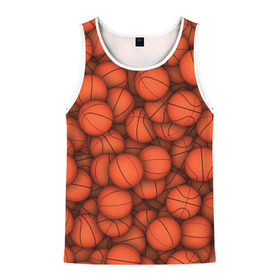 Мужская майка 3D с принтом Баскетбольные мячи в Петрозаводске, 100% полиэстер | круглая горловина, приталенный силуэт, длина до линии бедра. Пройма и горловина окантованы тонкой бейкой | basketball | баскетбол | мяч | мячик | оранжевый | паттерн | спорт | текстура