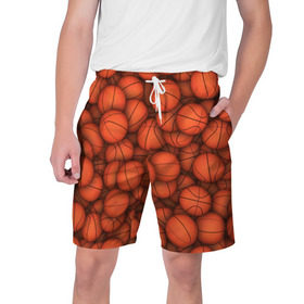 Мужские шорты 3D с принтом Баскетбольные мячи в Петрозаводске,  полиэстер 100% | прямой крой, два кармана без застежек по бокам. Мягкая трикотажная резинка на поясе, внутри которой широкие завязки. Длина чуть выше колен | basketball | баскетбол | мяч | мячик | оранжевый | паттерн | спорт | текстура