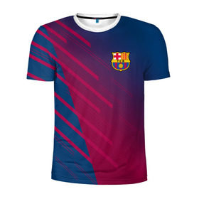 Мужская футболка 3D спортивная с принтом FC Barca 2018 Creative uniform в Петрозаводске, 100% полиэстер с улучшенными характеристиками | приталенный силуэт, круглая горловина, широкие плечи, сужается к линии бедра | Тематика изображения на принте: 