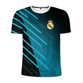 Мужская футболка 3D спортивная с принтом Real Madrid Creative uniform в Петрозаводске, 100% полиэстер с улучшенными характеристиками | приталенный силуэт, круглая горловина, широкие плечи, сужается к линии бедра | fc | real madrid | реал мадрид | спорт | спортивные | фк | футбол | футбольный клуб