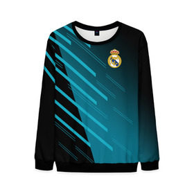 Мужской свитшот 3D с принтом Real Madrid Creative uniform в Петрозаводске, 100% полиэстер с мягким внутренним слоем | круглый вырез горловины, мягкая резинка на манжетах и поясе, свободная посадка по фигуре | fc | real madrid | реал мадрид | спорт | спортивные | фк | футбол | футбольный клуб