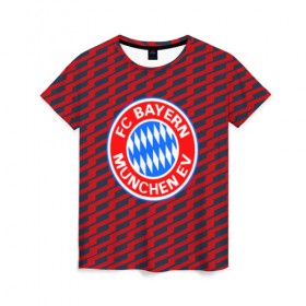 Женская футболка 3D с принтом FC Bayern 2018 Creative в Петрозаводске, 100% полиэфир ( синтетическое хлопкоподобное полотно) | прямой крой, круглый вырез горловины, длина до линии бедер | bayern | fc | бавария | спорт | спортивные | фк | футбол | футбольный клуб