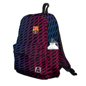 Рюкзак 3D с принтом FC Barca 2018 Creative uniform в Петрозаводске, 100% полиэстер | лямки с регулируемой длиной, сверху петелька, чтобы рюкзак можно было повесить на вешалку. Основное отделение закрывается на молнию, как и внешний карман. Внутри два дополнительных кармана, один из которых закрывается на молнию. По бокам два дополнительных кармашка | Тематика изображения на принте: fc | fc barcelona | fcb | барселона | спорт | спортивные | фк | футбол | футбольный клуб