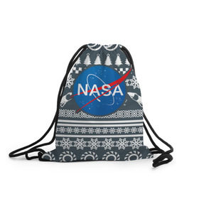 Рюкзак-мешок 3D с принтом Свитер NASA в Петрозаводске, 100% полиэстер | плотность ткани — 200 г/м2, размер — 35 х 45 см; лямки — толстые шнурки, застежка на шнуровке, без карманов и подкладки | nasa | космос | логотип | наса | ракета