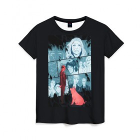 Женская футболка 3D с принтом Чёрное зеркало в Петрозаводске, 100% полиэфир ( синтетическое хлопкоподобное полотно) | прямой крой, круглый вырез горловины, длина до линии бедер | black mirror