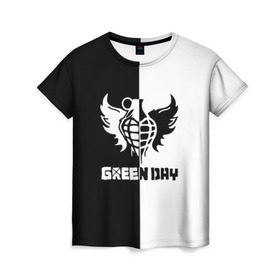 Женская футболка 3D с принтом Green Day в Петрозаводске, 100% полиэфир ( синтетическое хлопкоподобное полотно) | прямой крой, круглый вырез горловины, длина до линии бедер | green day | билли джо армстронг | грин дей | майк дёрнт | музыка | тре кул