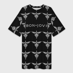 Платье-футболка 3D с принтом Bon Jovi в Петрозаводске,  |  | bon | jovi | бон | джови