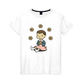 Женская футболка хлопок с принтом Eggos в Петрозаводске, 100% хлопок | прямой крой, круглый вырез горловины, длина до линии бедер, слегка спущенное плечо | stranger things | очень странные дела