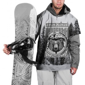Накидка на куртку 3D с принтом Медведь в Петрозаводске, 100% полиэстер |  | Тематика изображения на принте: лес | медведь | русь | я русский