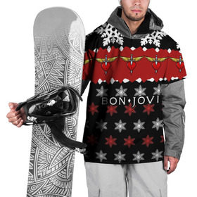 Накидка на куртку 3D с принтом Праздничный Bon Jovi в Петрозаводске, 100% полиэстер |  | bon | jovi | бон | группа | джови | новогодний | новый год | праздник | рождество | рок | снежинки