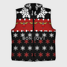 Мужской жилет утепленный 3D с принтом Праздничный Bon Jovi в Петрозаводске,  |  | bon | jovi | бон | группа | джови | новогодний | новый год | праздник | рождество | рок | снежинки