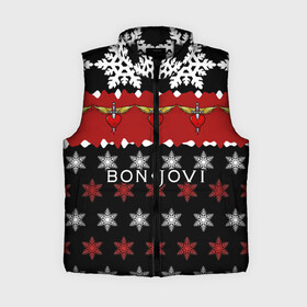 Женский жилет утепленный 3D с принтом Праздничный Bon Jovi в Петрозаводске,  |  | bon | jovi | бон | группа | джови | новогодний | новый год | праздник | рождество | рок | снежинки