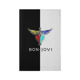 Обложка для паспорта матовая кожа с принтом Bon Jovi в Петрозаводске, натуральная матовая кожа | размер 19,3 х 13,7 см; прозрачные пластиковые крепления | Тематика изображения на принте: bon | jovi | бон | бон джови | джови | рок группа