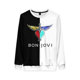 Женский свитшот 3D с принтом Bon Jovi в Петрозаводске, 100% полиэстер с мягким внутренним слоем | круглый вырез горловины, мягкая резинка на манжетах и поясе, свободная посадка по фигуре | bon | jovi | бон | бон джови | джови | рок группа
