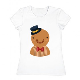 Женская футболка хлопок с принтом Печенька в Петрозаводске, 100% хлопок | прямой крой, круглый вырез горловины, длина до линии бедер, слегка спущенное плечо | 